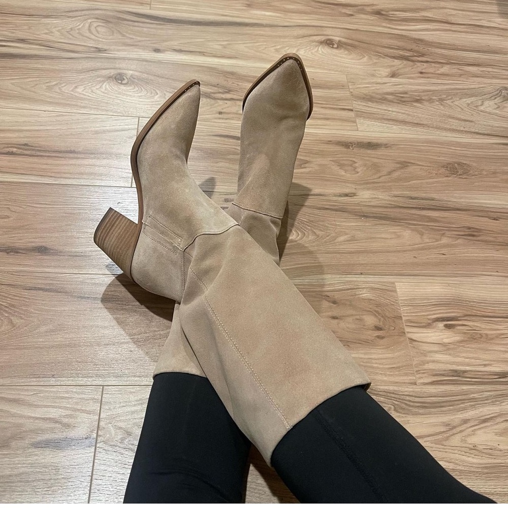 Sam Edleman tan suede mid-calf boots